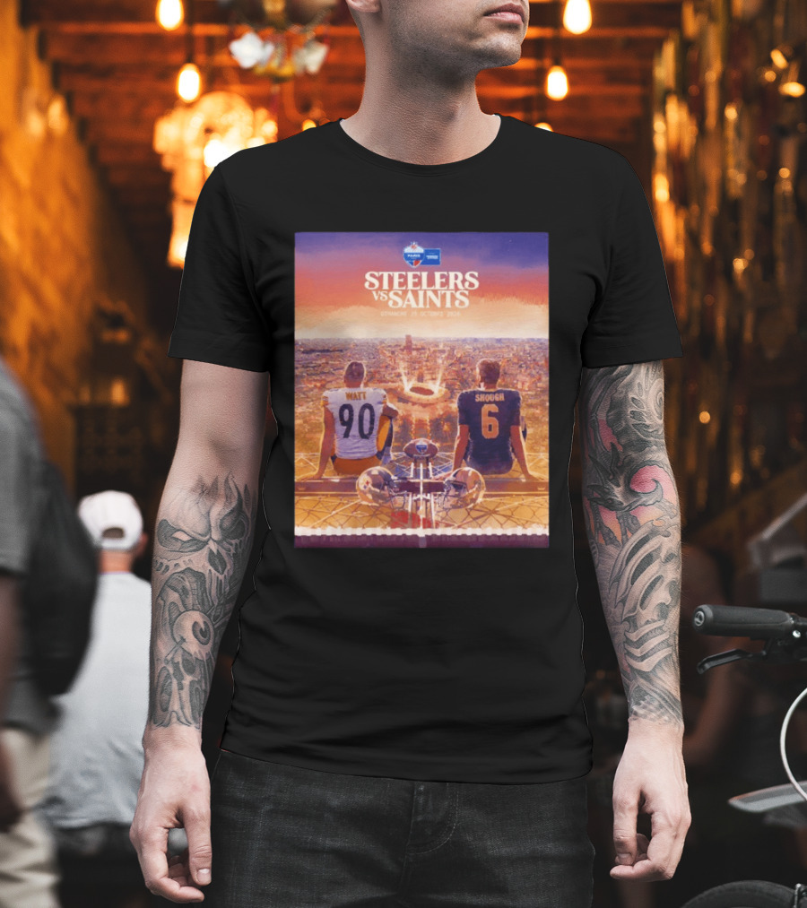 Steelers Vs Saints Paris Game Dimanche 25 Octobre 2026 Watt Shough T-Shirt
