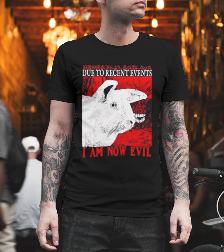 Rabbit Due To Recent Events I Am Now Evil Creepy Red T-Shirt