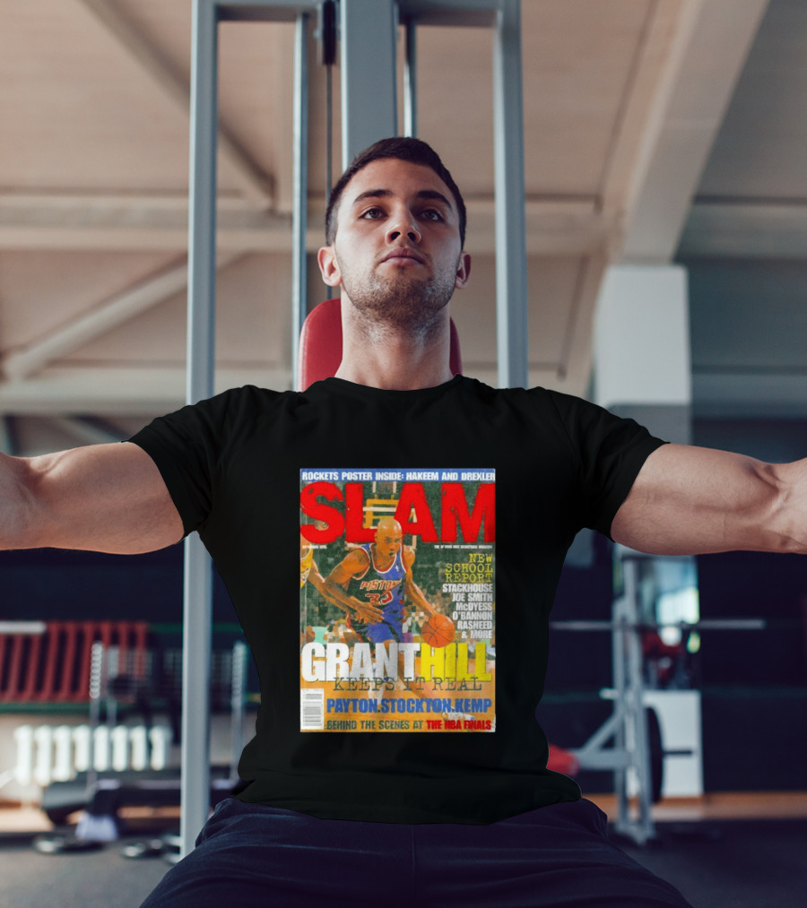 SLAM Granthill Keeps It Real Payton Stockton Kemp Pistons Basketball NBA Finals Hakeem Drexler T-Shirt