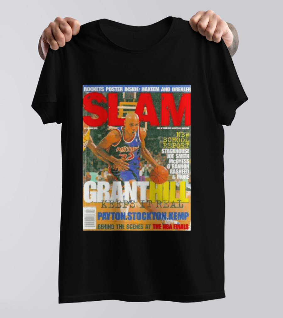 SLAM Granthill Keeps It Real Payton Stockton Kemp Pistons Basketball NBA Finals Hakeem Drexler T-Shirt