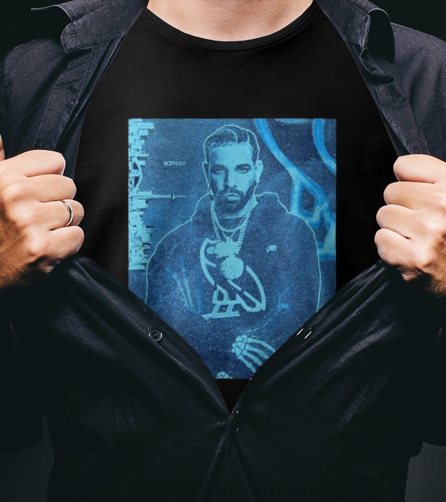 ICEMAN Owl Graphic Drake Blue Portrait With City Skyline T-Shirt