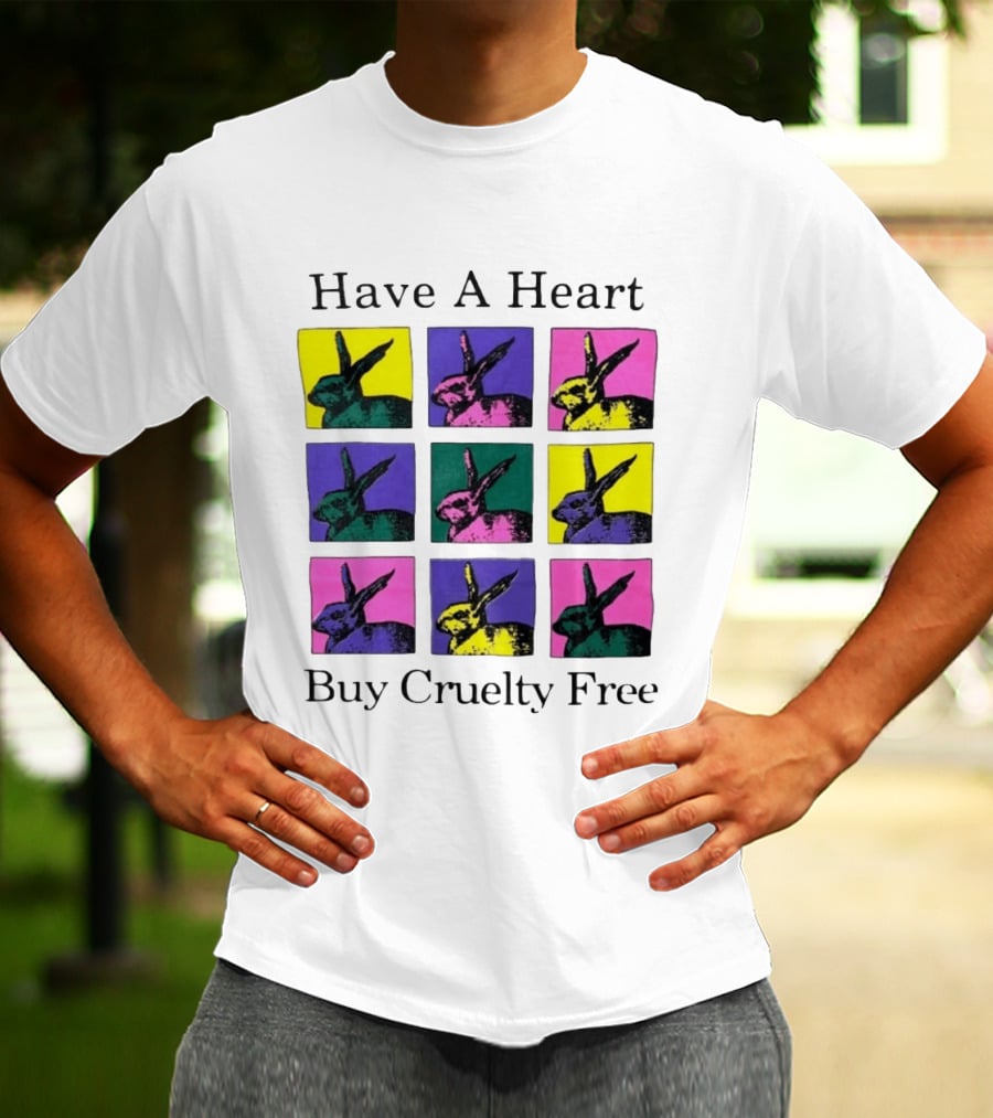 Have A Heart Buy Cruelty Free Rabbits Pop Art Style Iconic Colorful Blocks T-Shirt