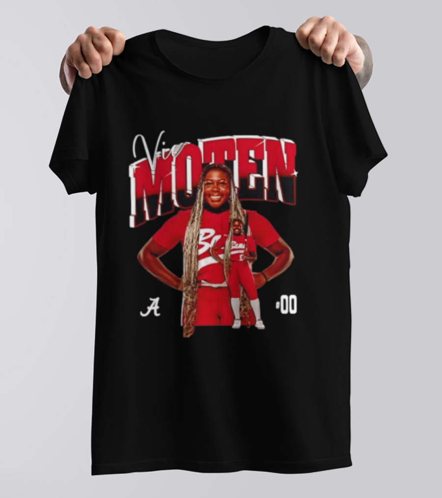 Vic Moten 00 Alabama Crimson Tide Softball Red Uniform Player Pose T-Shirt