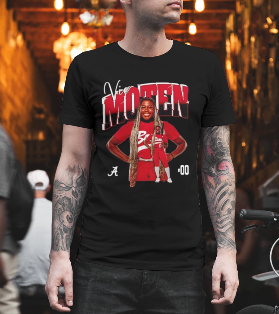 Vic Moten 00 Alabama Crimson Tide Softball Red Uniform Player Pose T-Shirt