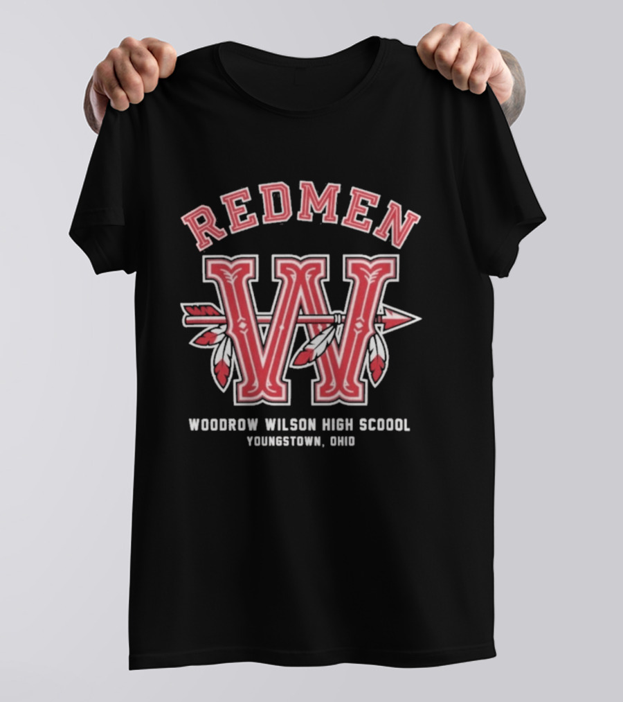 Redmen Woodrow Wilson High School Youngstown Ohio W Arrow Feathers T-Shirt