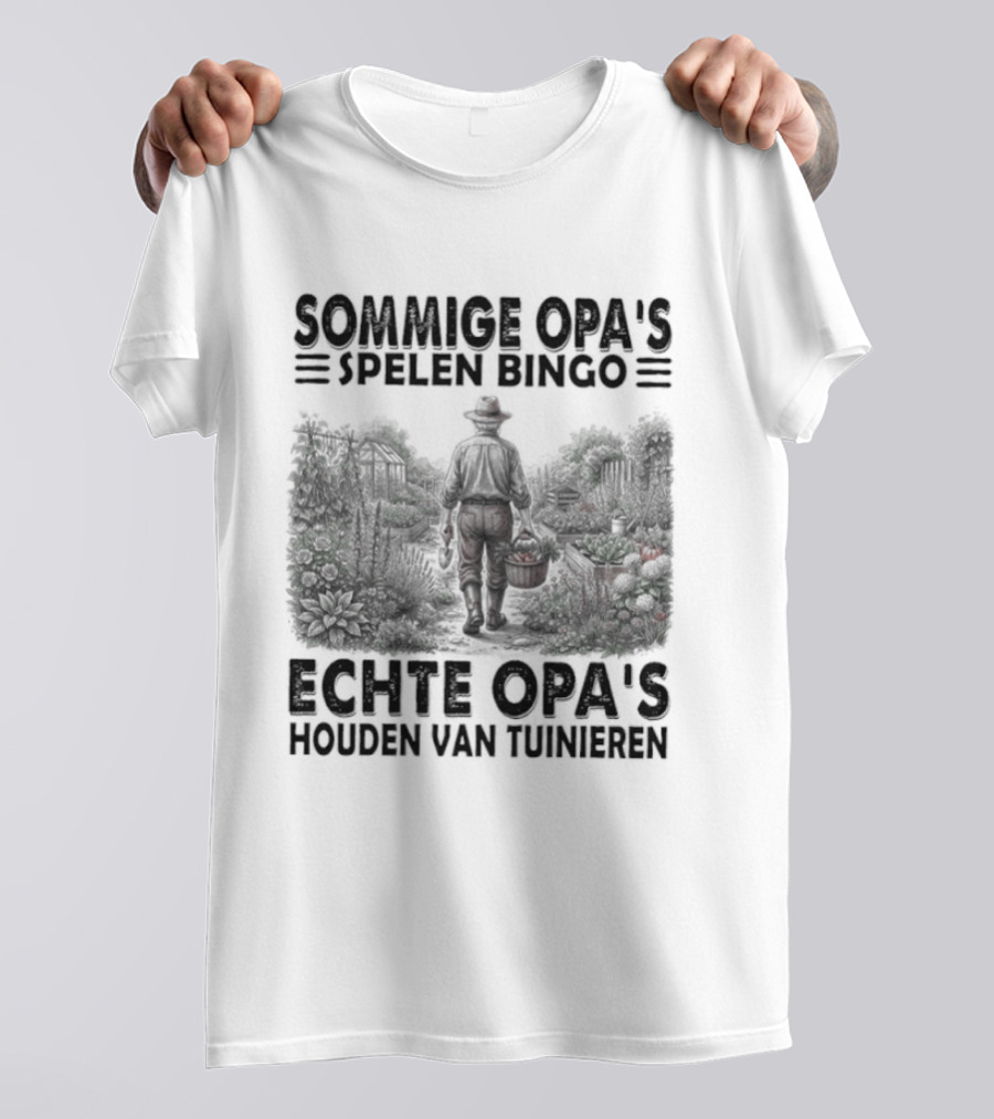 Sommige Opa's Spelen Bingo Echte Opa's Houden Van Tuinieren Tuinman Silhouet Achtergrond T-Shirt