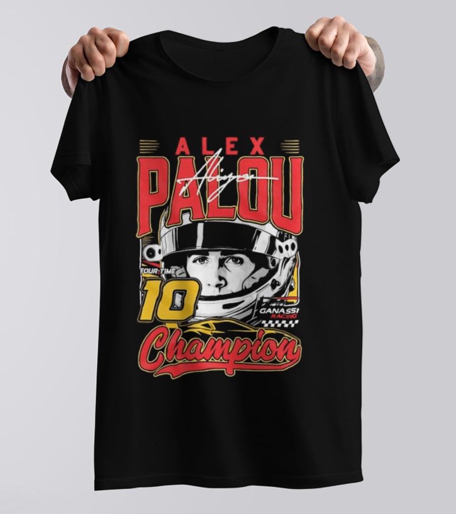 Alex Palou Autograph 10 Champion Racing Helmets T-Shirt