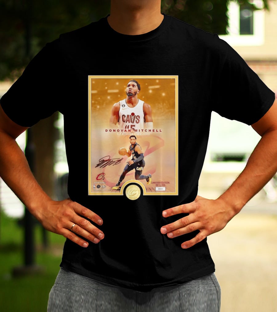 Donovan Mitchell Cleveland Cavaliers Limited Edition Bronze Coin Photo Mint T-Shirt