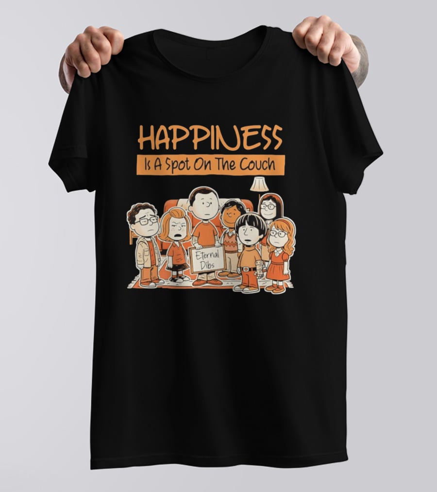 Happiness Is A Spot On The Couch Eternal Dibs Peanuts Style Scene T-Shirt