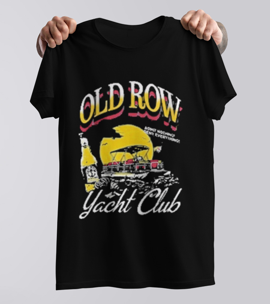 Old Row Yacht Club Retro Nautical Theme With Sailboat And Sunset T-Shirt