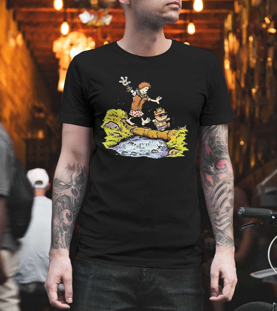 Princess Donut Calvin And Hobbes Comic Adventure Carl Crossing Log T-Shirt