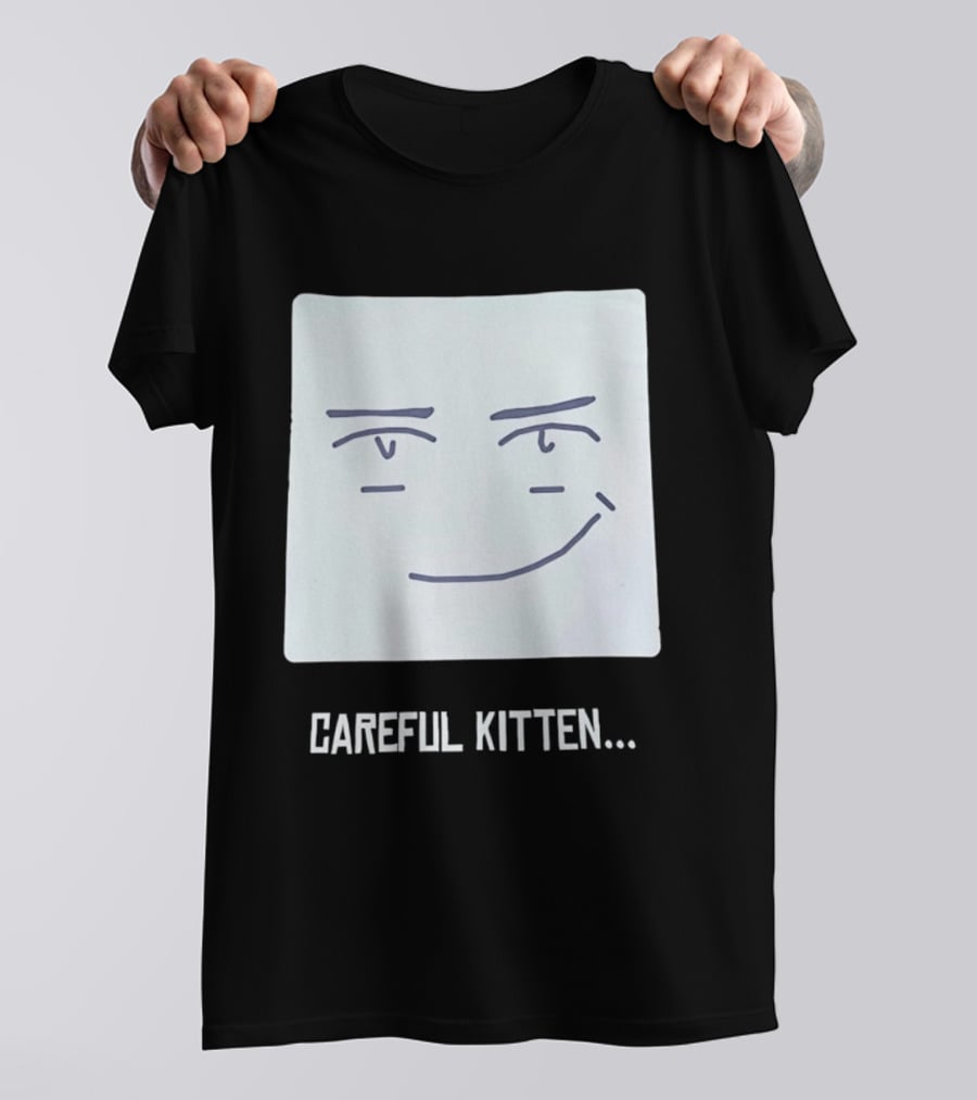 Roblox Man Face Careful Kitten Meme T-Shirt