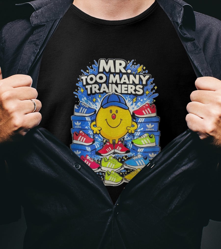 Mr Too Many Trainers Adidas Shoe Boxes Fun Sports T-Shirt