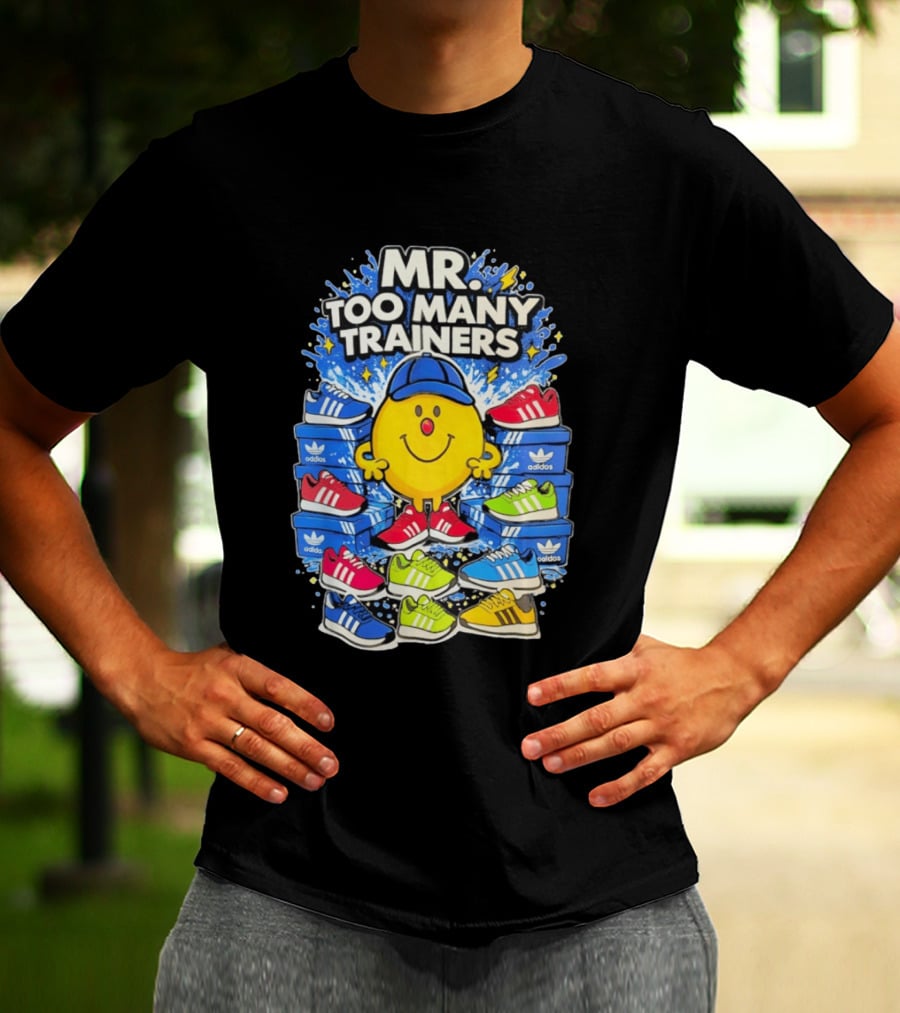 Mr Too Many Trainers Adidas Shoe Boxes Fun Sports T-Shirt