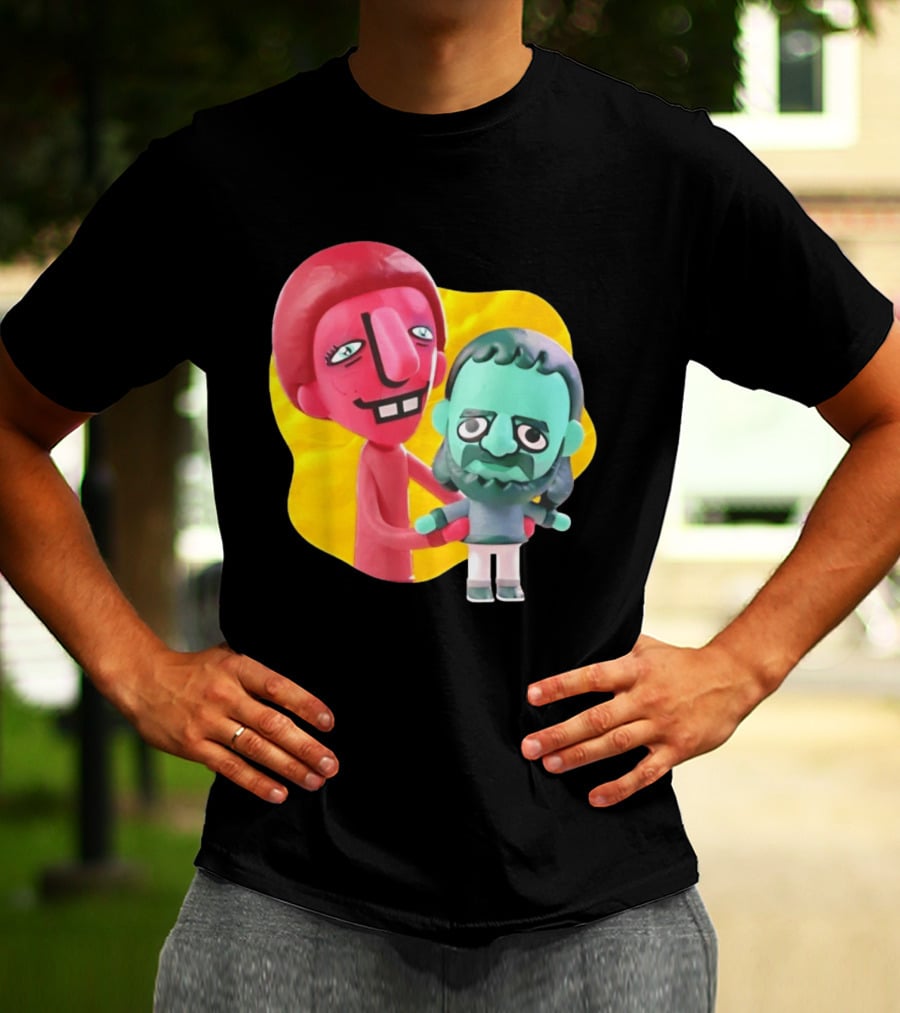 The Best Buds Colorful Character Figures Hugging Playful T-Shirt