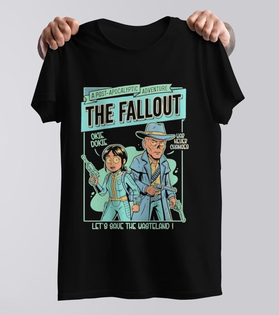 Lucy And Ghoul Post Apocalyptic Adventure Okie Dokie Let's Save The Wasteland Duo Fallout T-Shirt