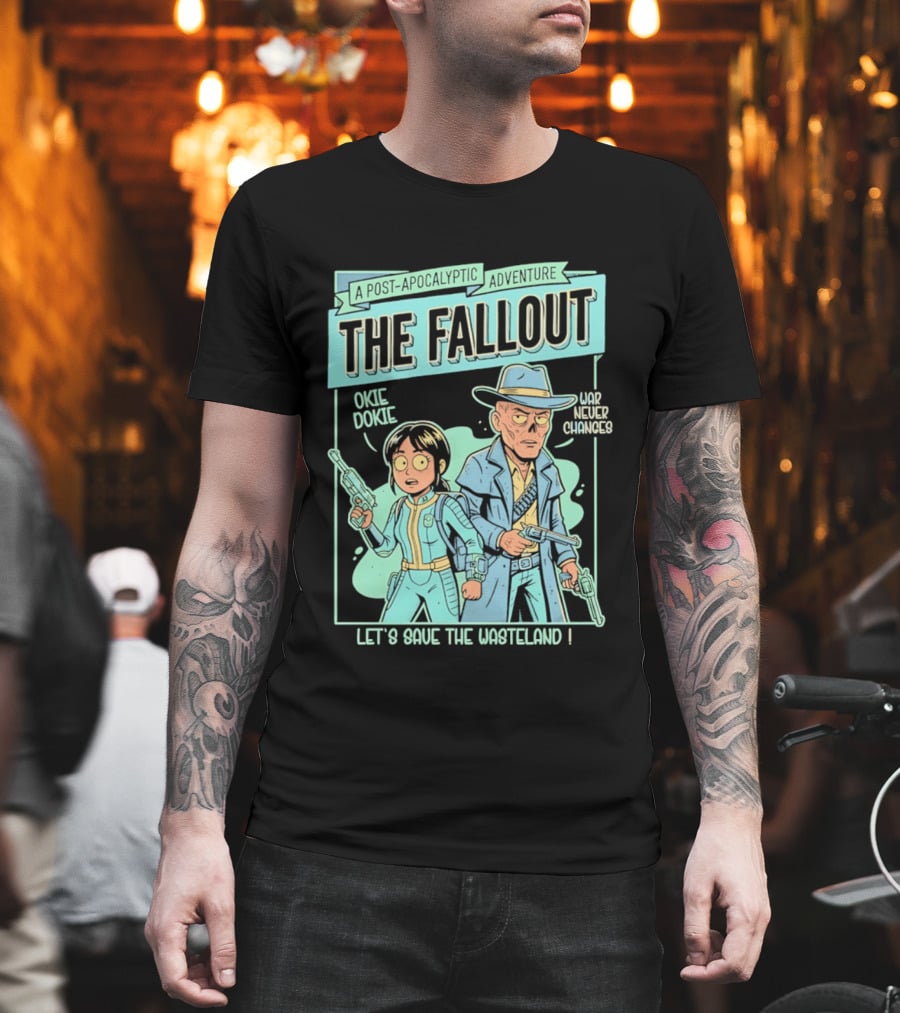 Lucy And Ghoul Post Apocalyptic Adventure Okie Dokie Let's Save The Wasteland Duo Fallout T-Shirt