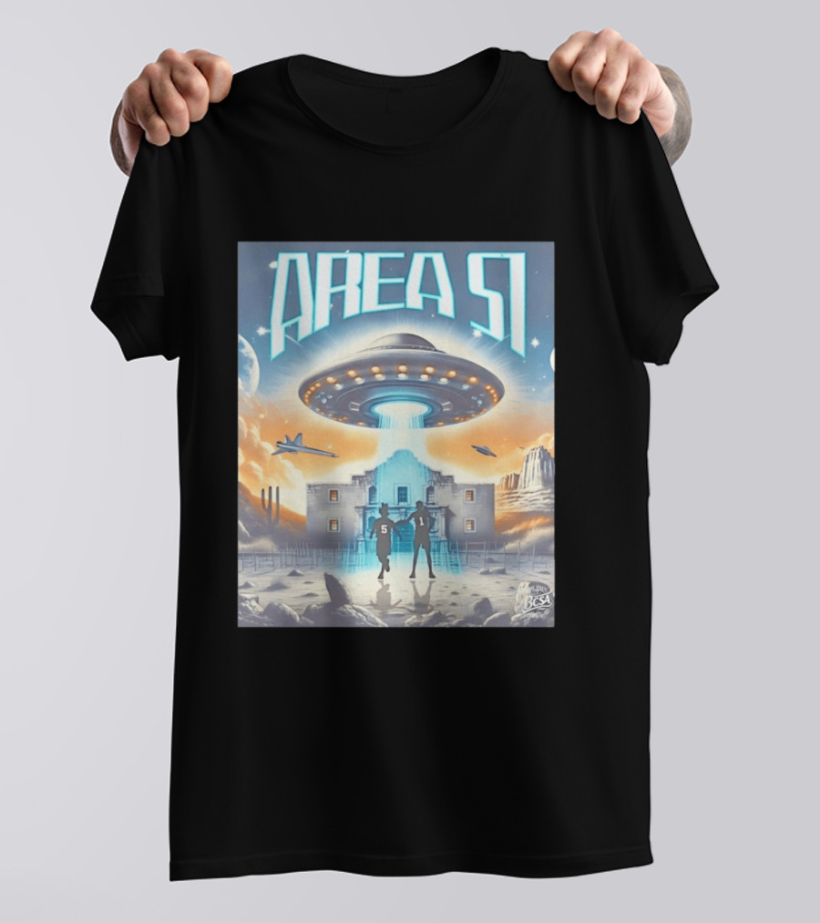 Area 51 UFO Abduction Scene With BCSA Aliens T-Shirt