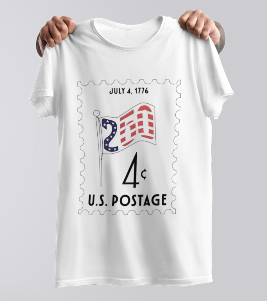 July 4 1776 250th Anniversary U.S. Postage Stamp 4 Cent American Flag Patriotic T-Shirt