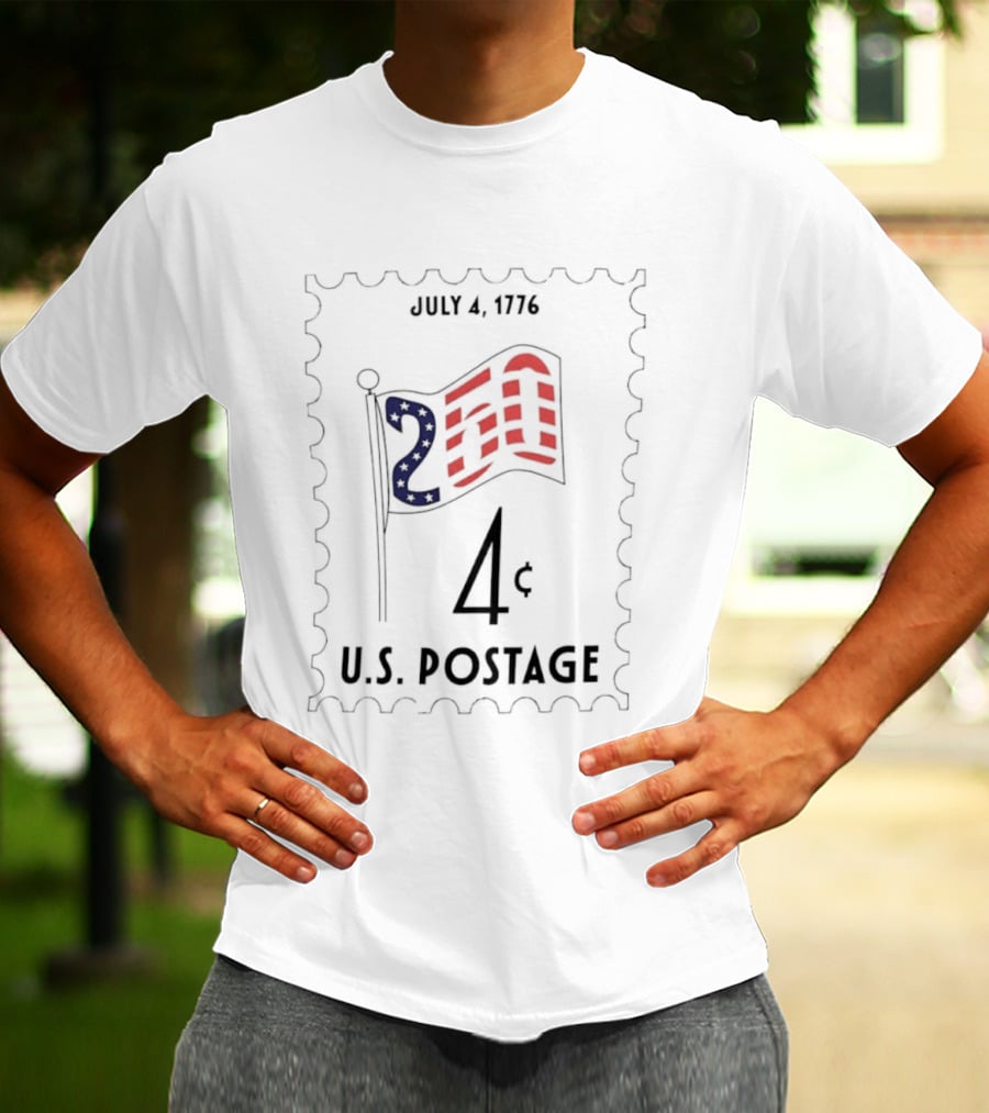 July 4 1776 250th Anniversary U.S. Postage Stamp 4 Cent American Flag Patriotic T-Shirt
