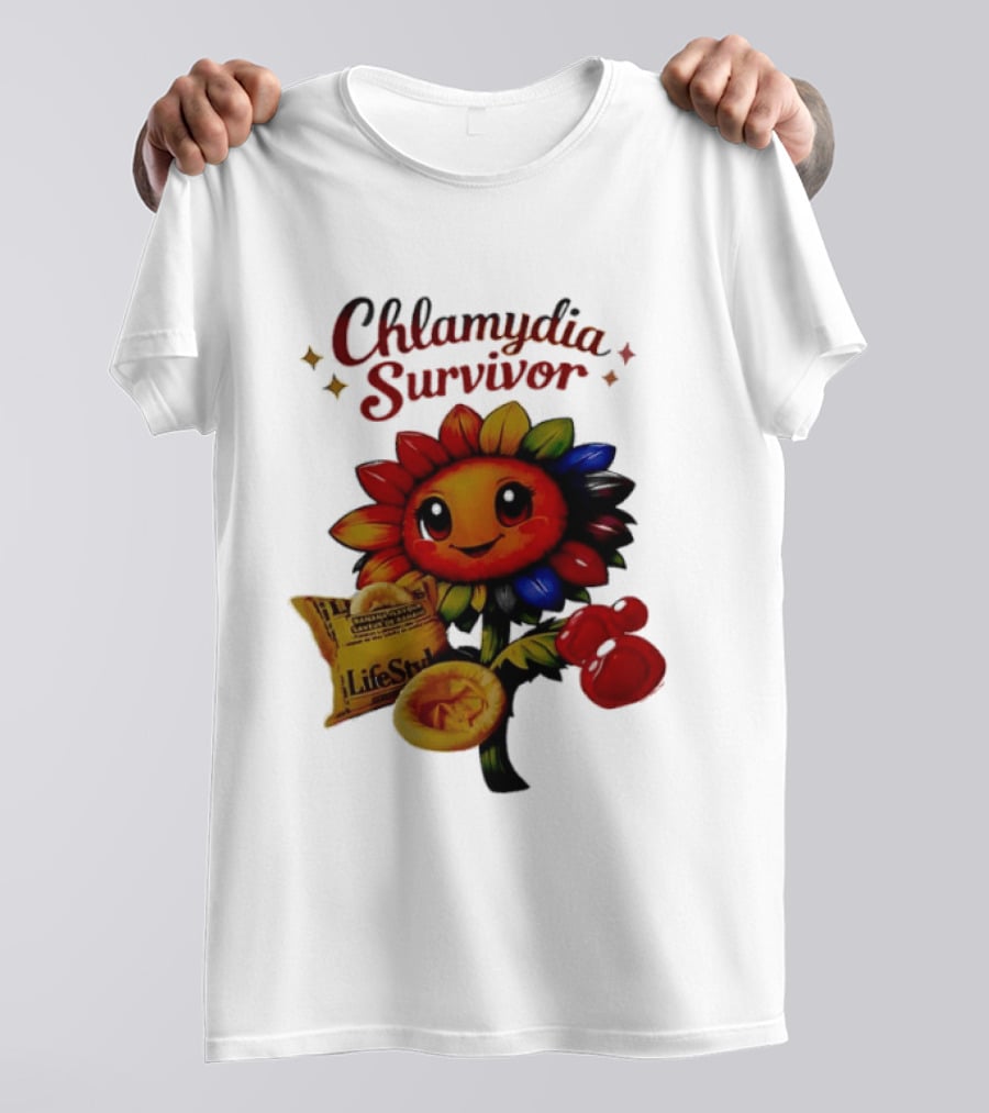 Chlamydia Survivor Rainbow Sunflower LifeStyles Condom Sexual Health Awareness STI STD T-Shirt