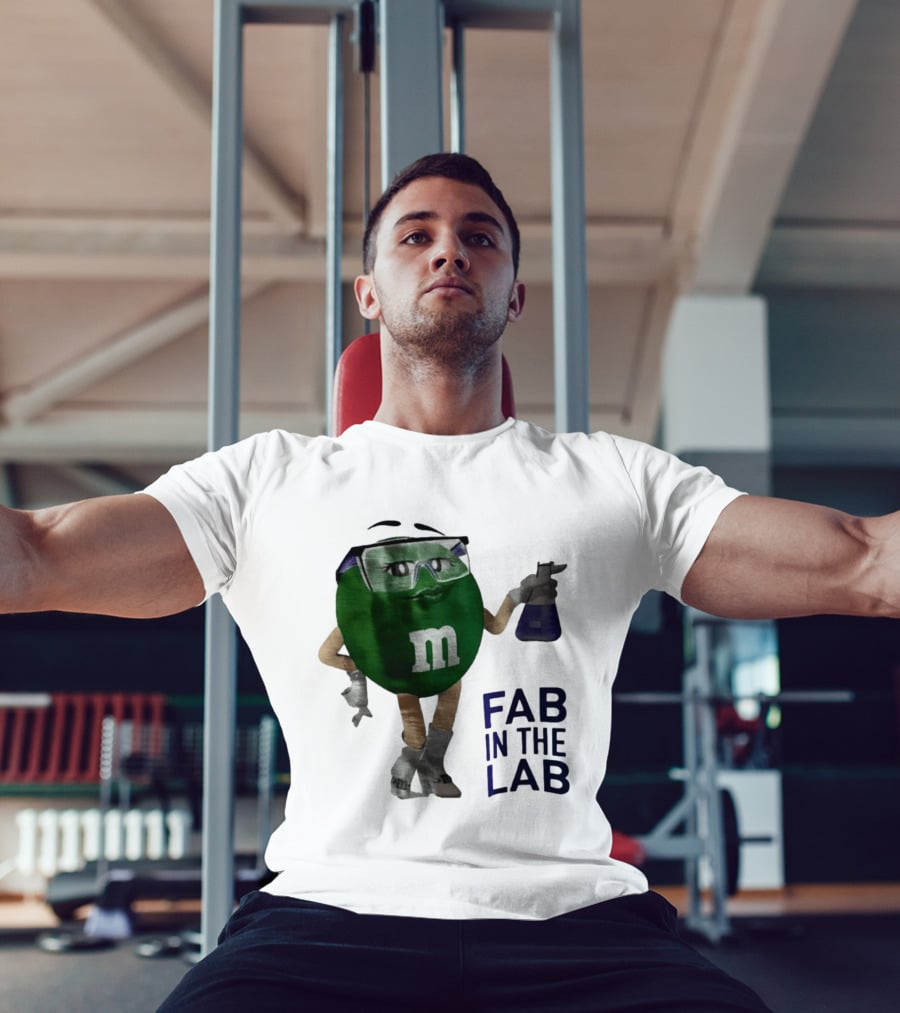 Green M&M Fab In The Lab Safety Goggles Flask T-Shirt