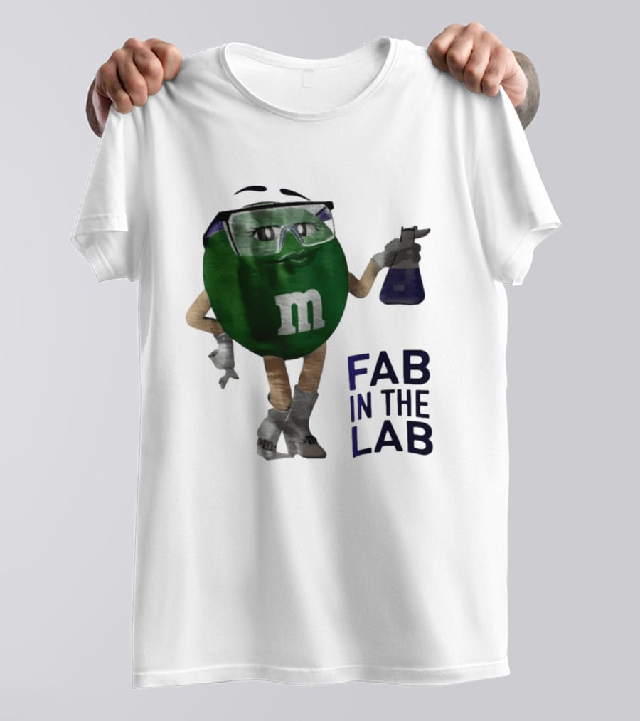 Green M&M Fab In The Lab Safety Goggles Flask T-Shirt