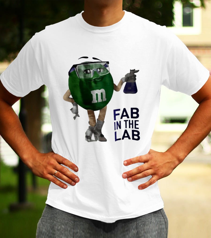 Green M&M Fab In The Lab Safety Goggles Flask T-Shirt