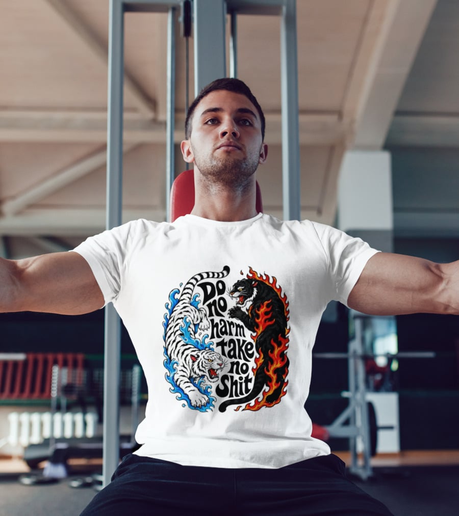 Do No Harm Take No Shit Blue Tiger And Fire Panther T-Shirt