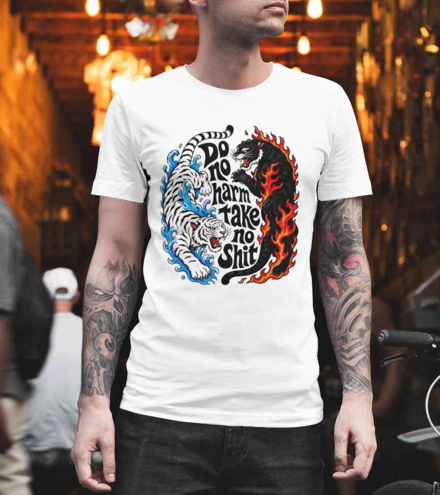 Do No Harm Take No Shit Blue Tiger And Fire Panther T-Shirt