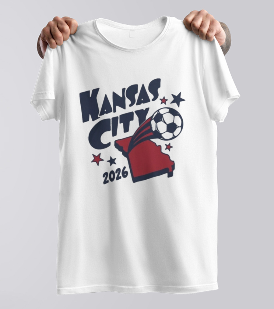 Kansas City 2026 Soccer Missouri State Map Stars Ball T-Shirt