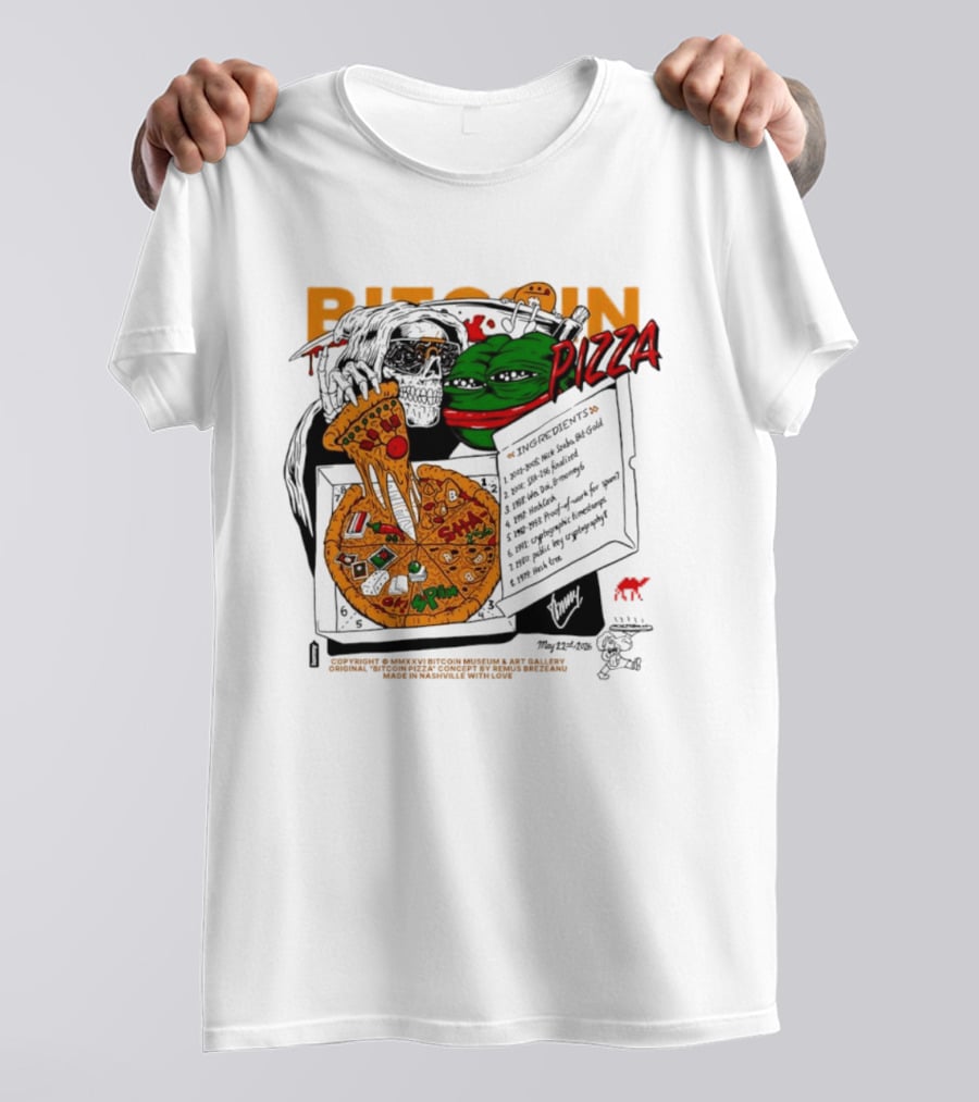 Kermit The Frog Pepe Pizza Ingredients Bitcoin Meme T-Shirt