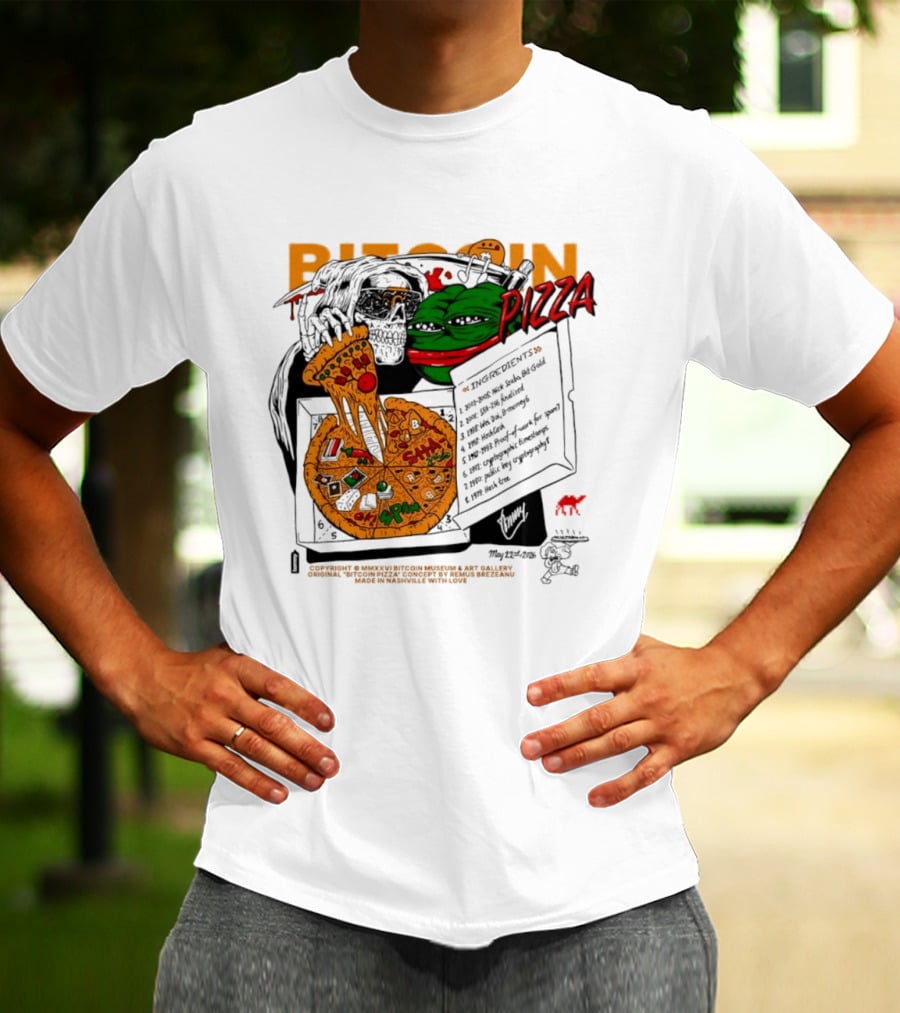 Kermit The Frog Pepe Pizza Ingredients Bitcoin Meme T-Shirt