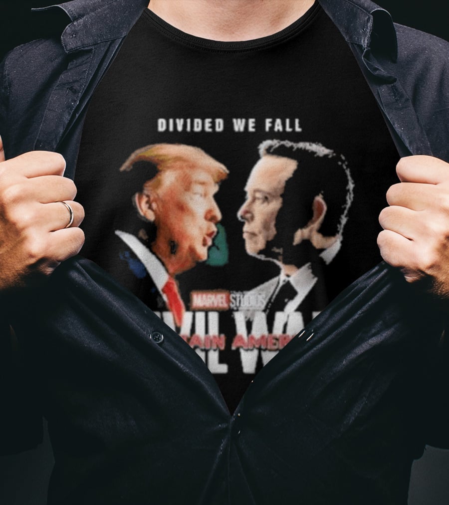 Marvel Studios Civil War Divided We Fall Captain America Trump Vs Elon T-Shirt