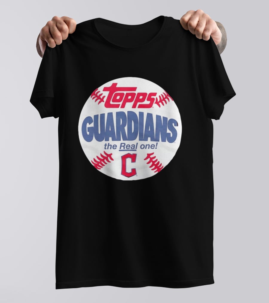 Cleveland Guardians Topps The Real One Baseball Shape T-Shirt