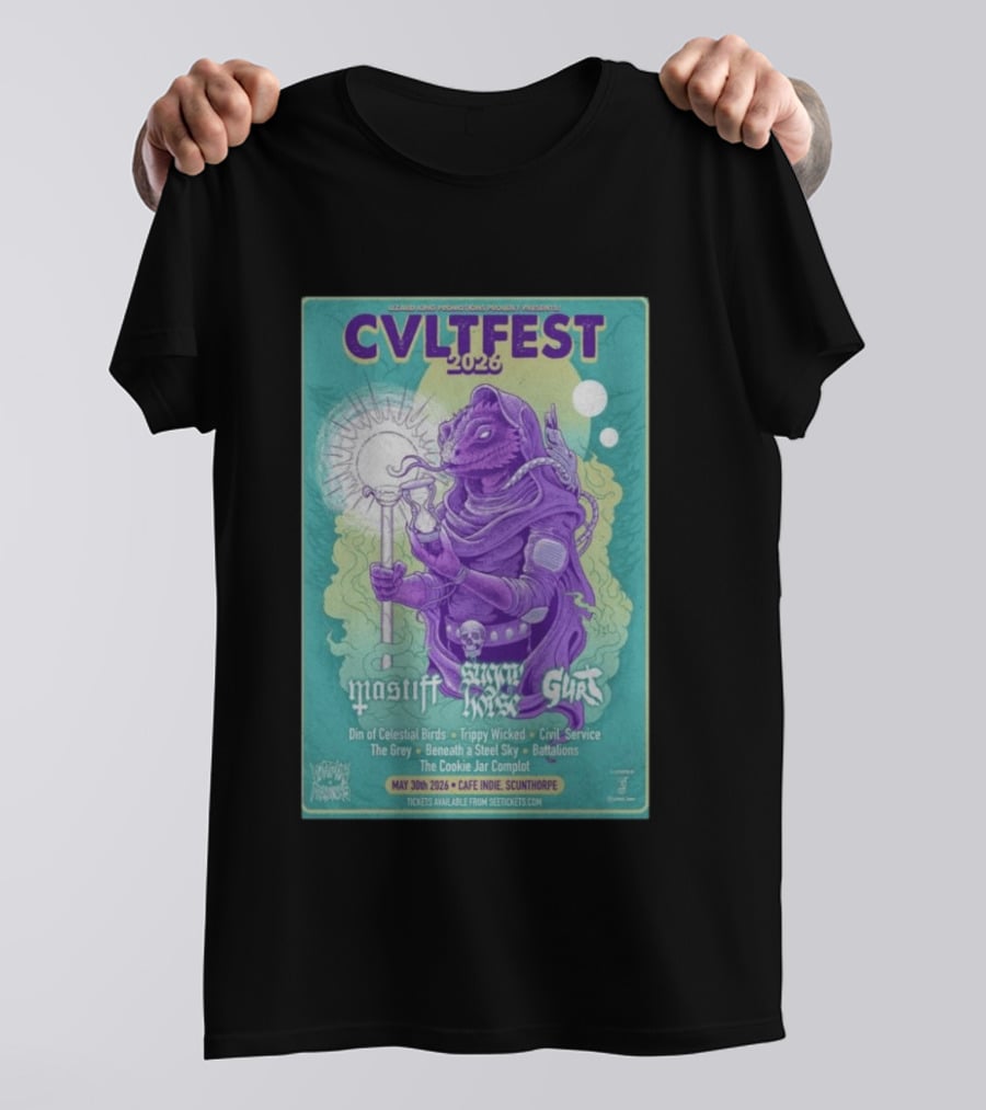 CVLTFEST 2026 Café INDIEpendent Scunthorpe May 30 Tour Featuring Mastiff Snow Gurt T-Shirt