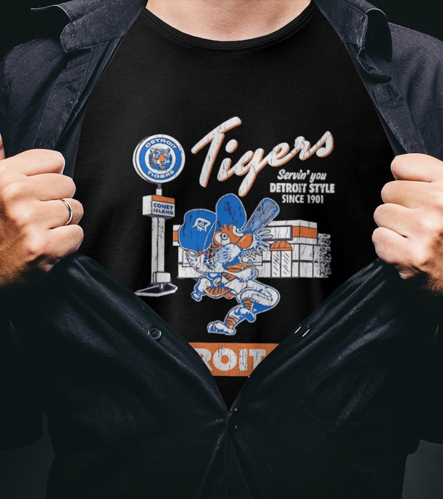 Detroit Tigers Coney Island Servin' You Detroits Since 1901 Detroit MI T-Shirt