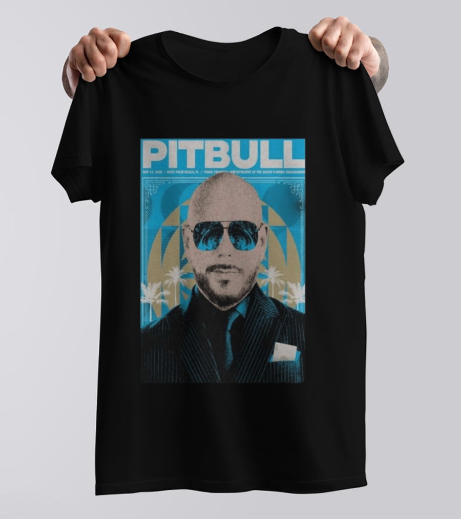 Pitbull West Palm Beach FL May 14 2026 ITHINK Financial Amphitheatre Tour South Florida Fairgrounds T-Shirt
