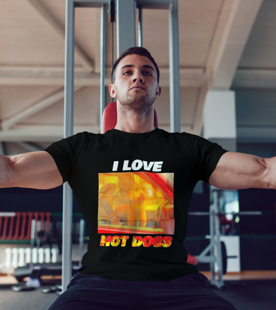 I Love Hot Dogs Poodle In Car T-Shirt
