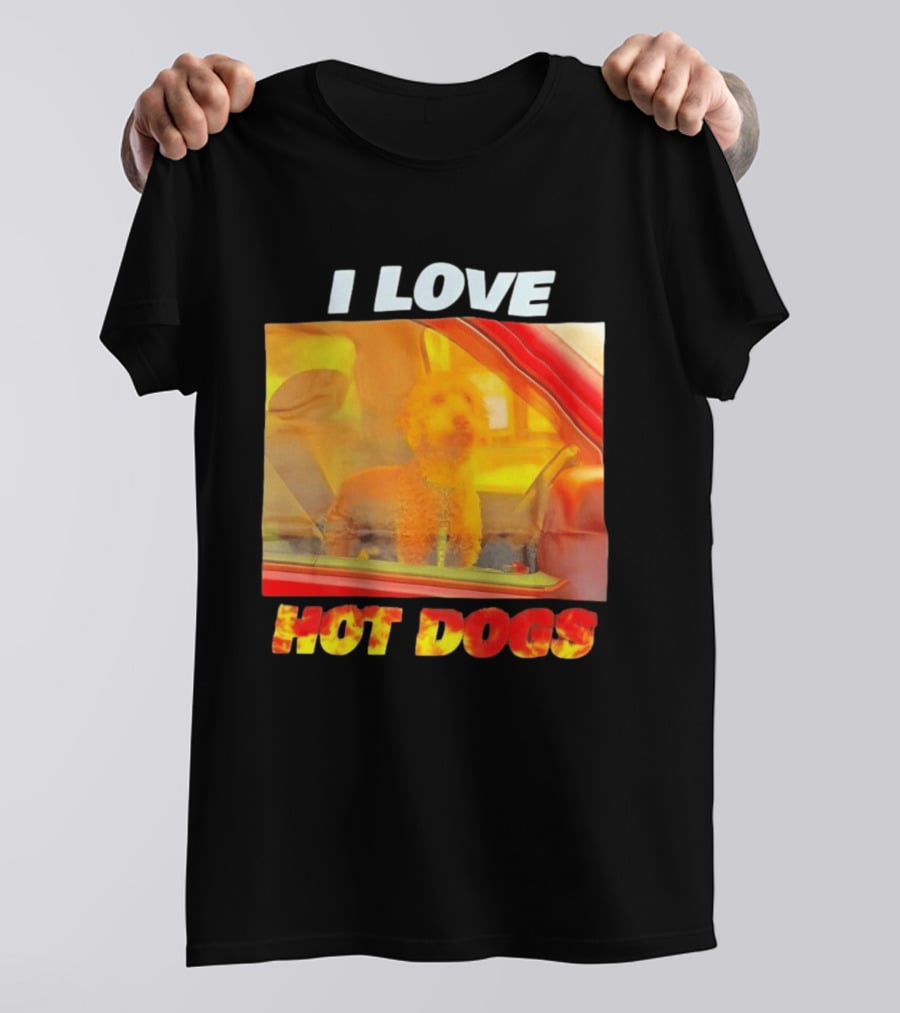 I Love Hot Dogs Poodle In Car T-Shirt