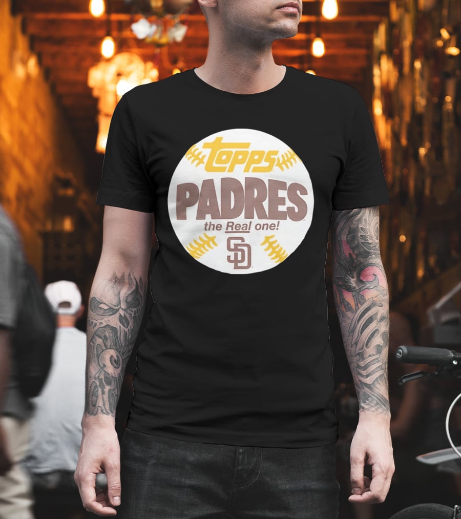 Topps Padres The Real One SD Logo Baseball Shape T-Shirt