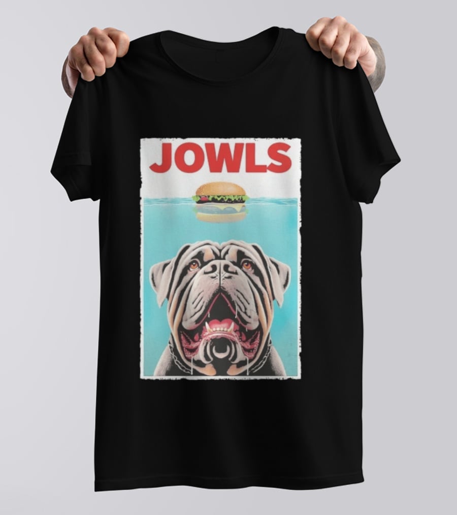 Jowls Mastiff Burger Floating Above Water T-Shirt