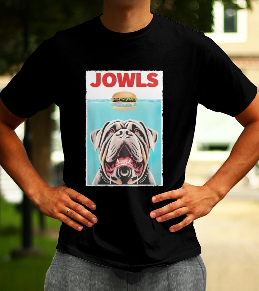 Jowls Mastiff Burger Floating Above Water T-Shirt