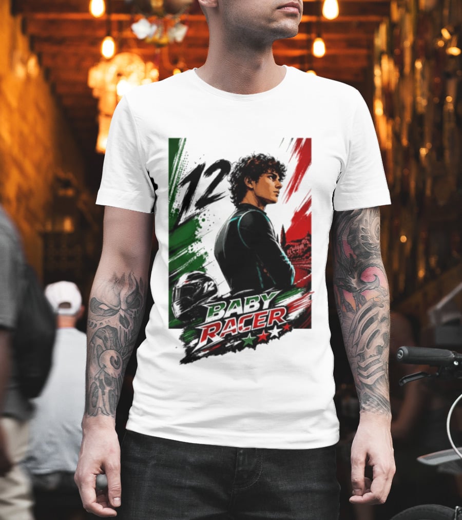12 Baby Racer Italy Flag Motorcycle Racing Art With Italian T-Shirt