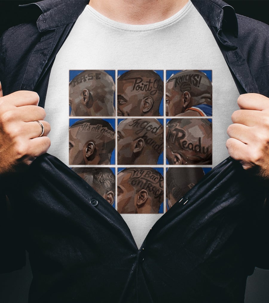 Baseline Cuts Knicks Players Hair Art 2026 Quotes And Logos T-Shirt