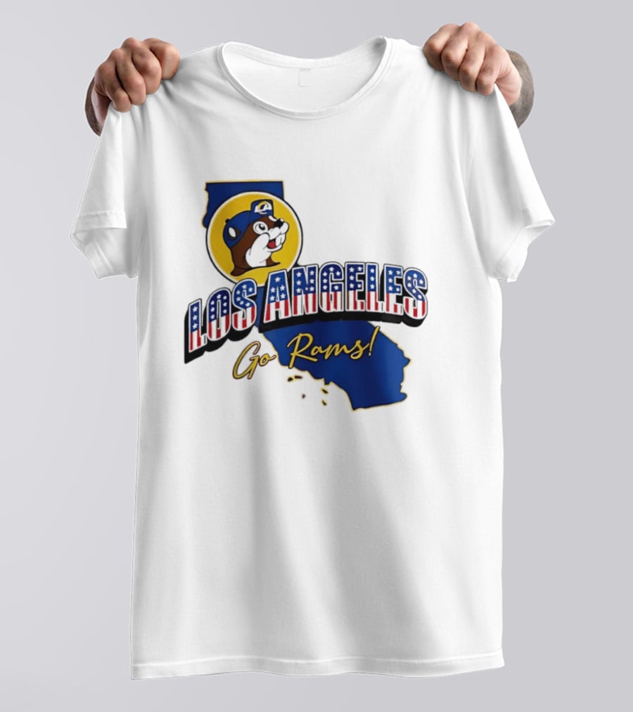 Los Angeles Rams Buc Ee's California Map Go Rams T-Shirt
