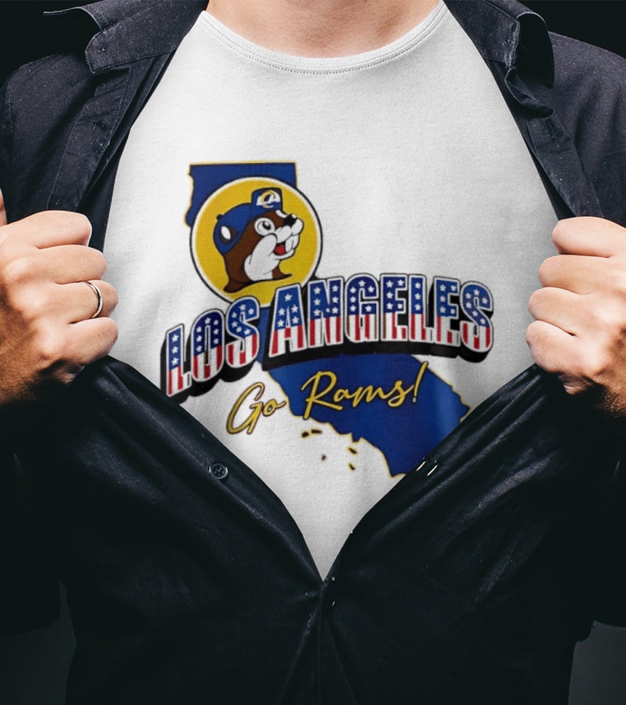 Los Angeles Rams Buc Ee's California Map Go Rams T-Shirt
