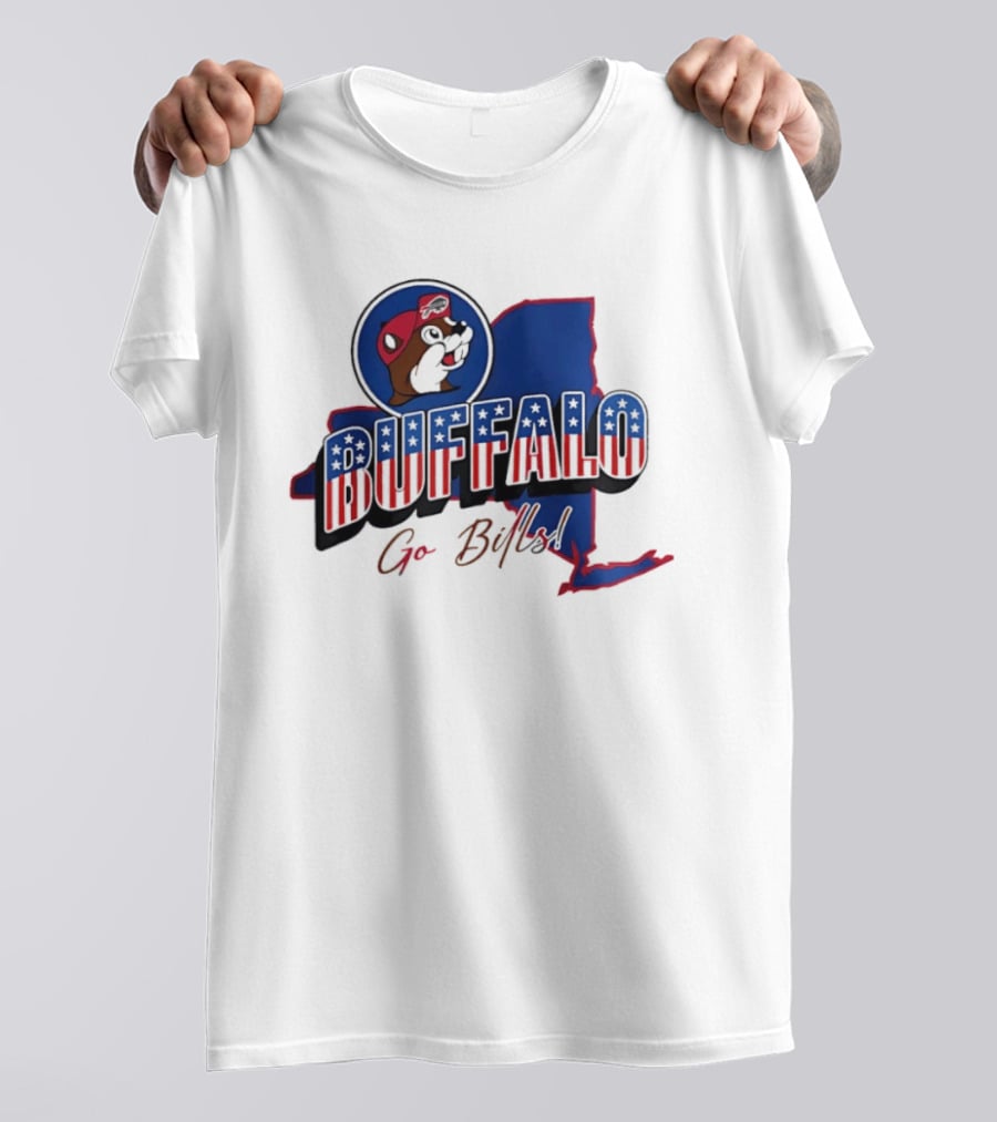 Buffalo Bills Buc Ee's Patriotic Go Bills Map T-Shirt