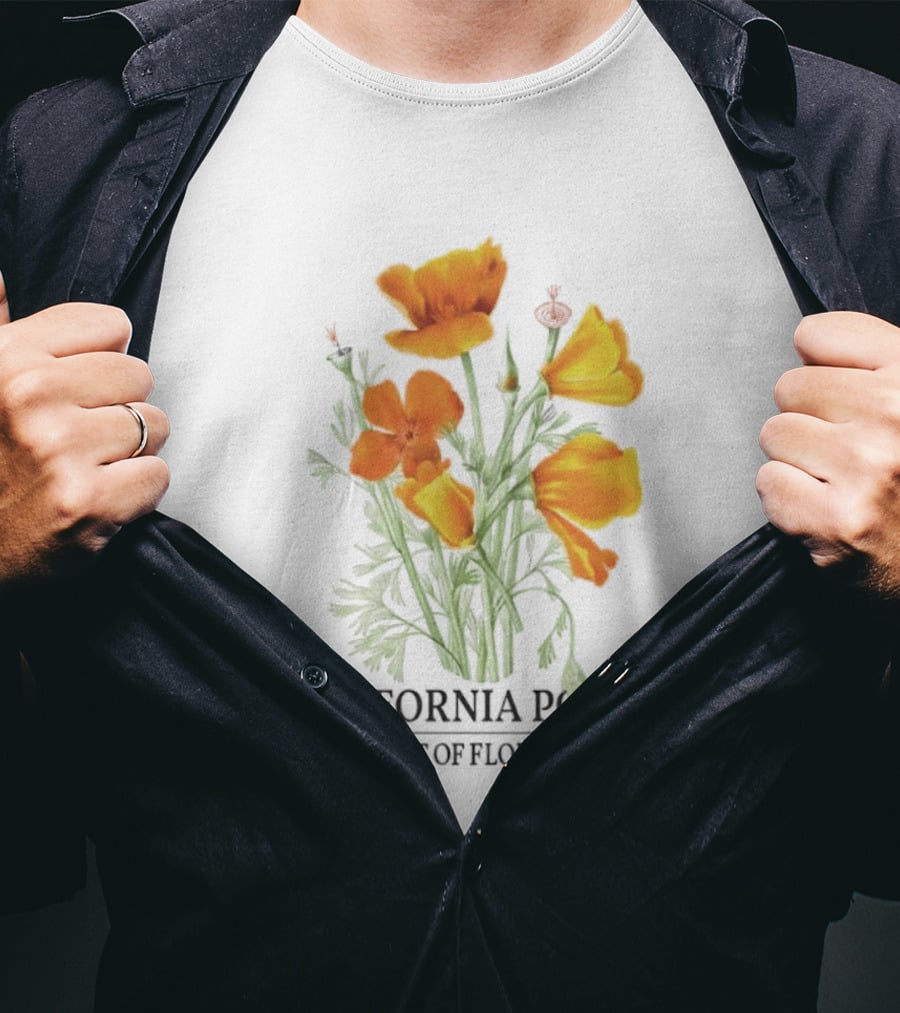 California Poppy Art Of Flora Botanical Nature T-Shirt