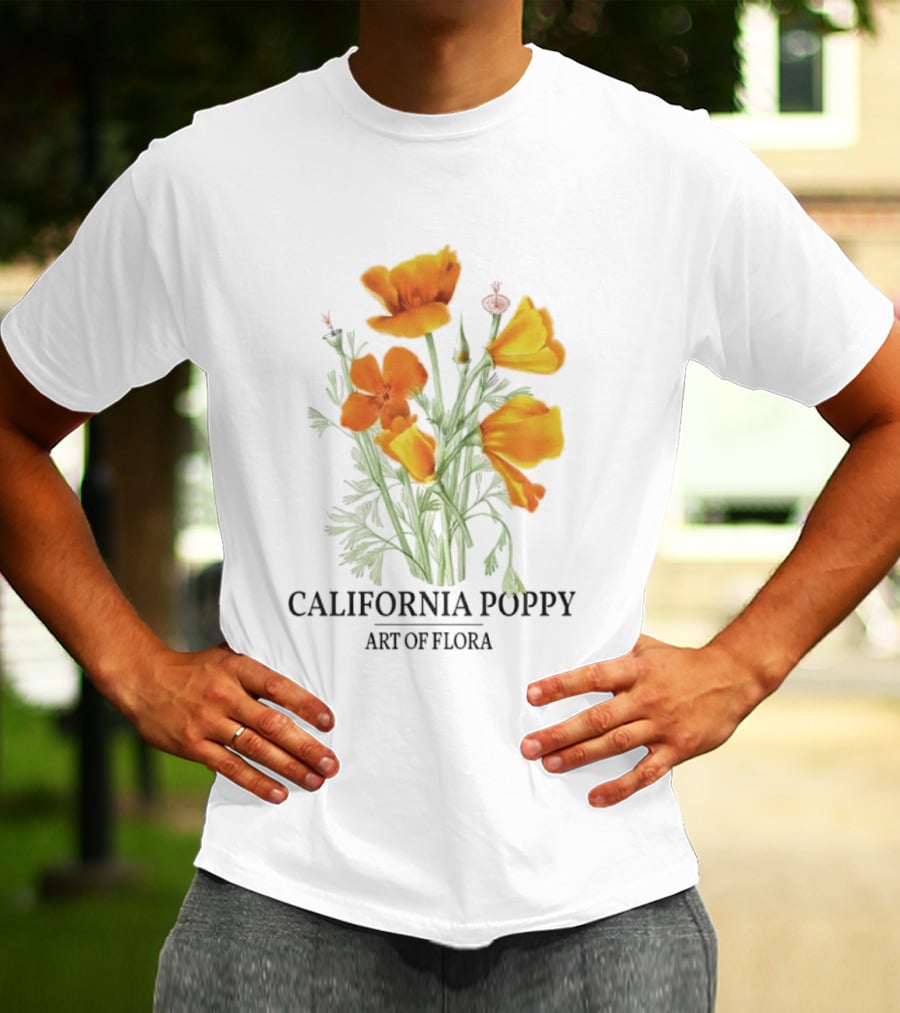 California Poppy Art Of Flora Botanical Nature T-Shirt